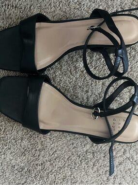 A New Day black ankle-strap square-toe sandals
